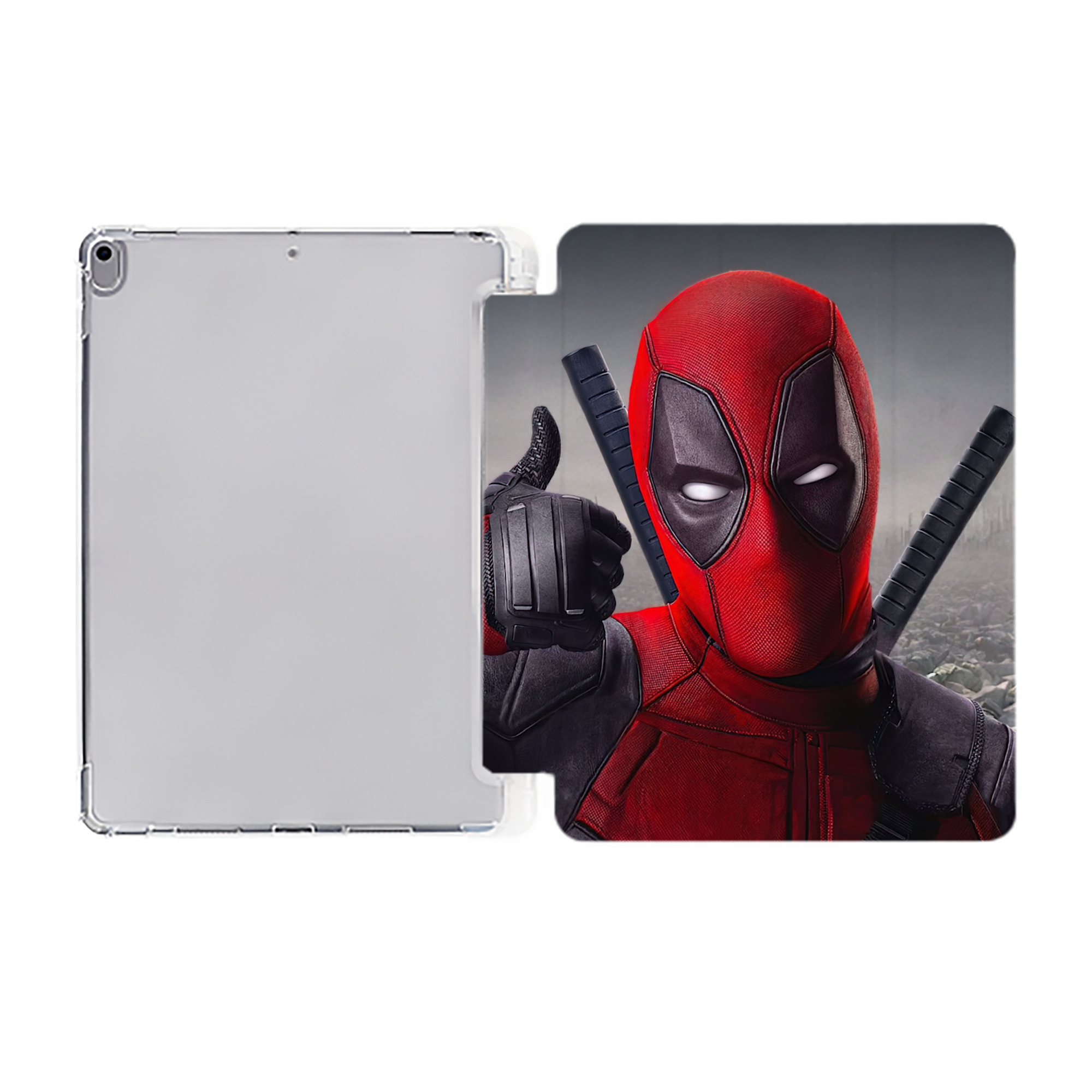 （画像用） Deadpool デッドプール IPad ケース ペン収納付き 三つ折りスタンド PUレザー×シリコン 対応機種9.5/10.5/10.9インチ
